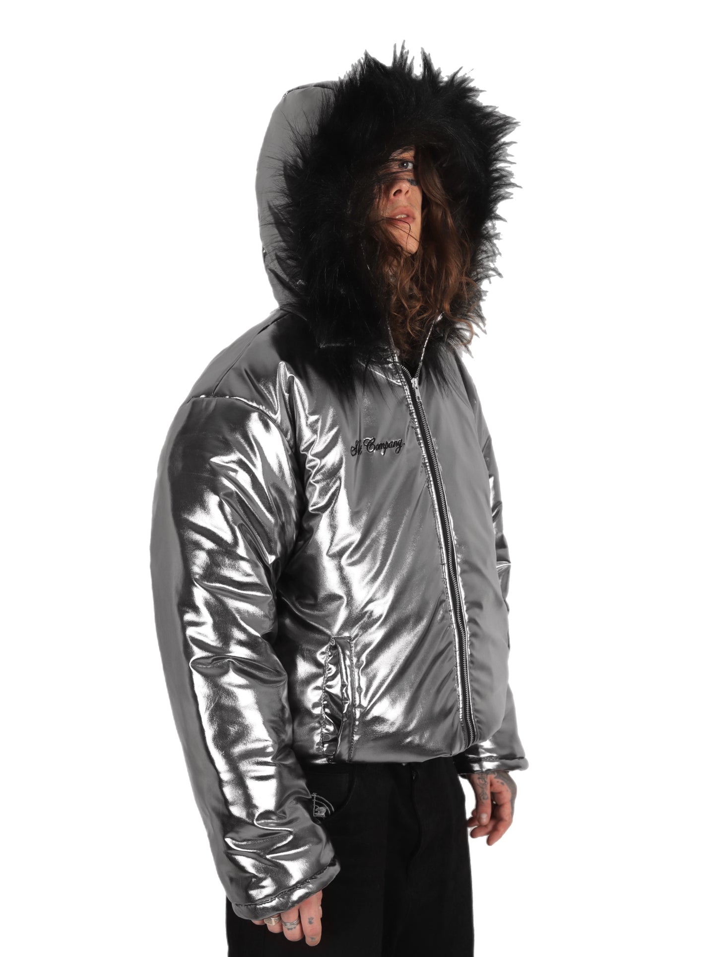 Chrome Puffer Jacket Silver