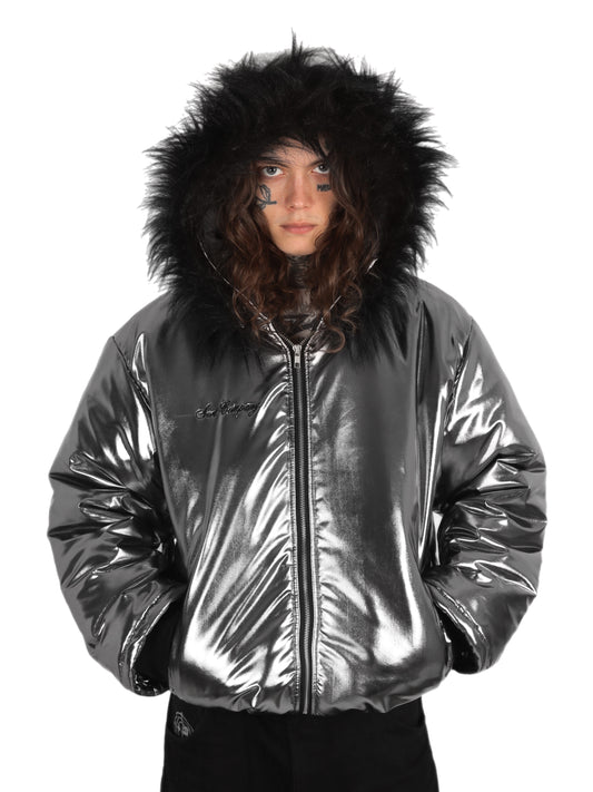 Chrome Puffer Jacket Silver