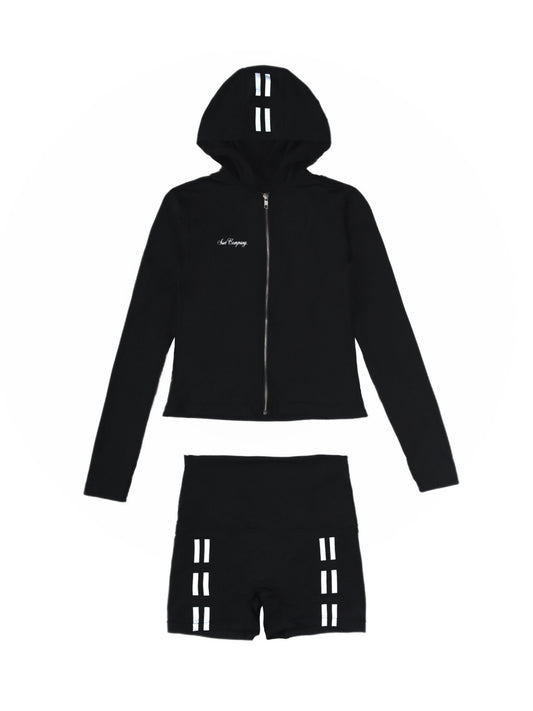 Way Suit (Slim Hoodie + Shorts) Black