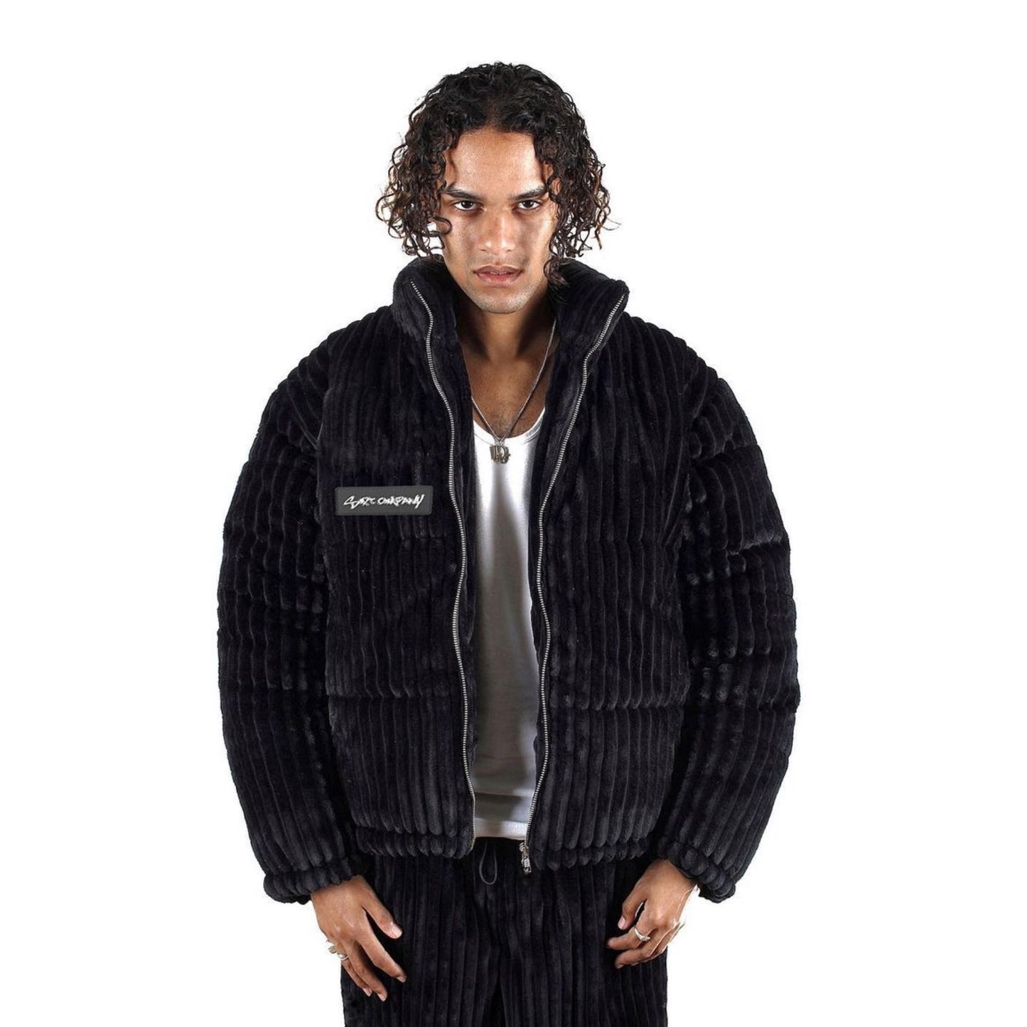 OG FLUFFY Plush Puffer Jacket Black