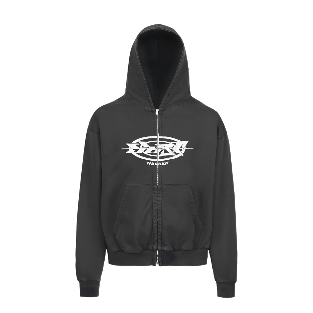 WARSAW Zip Hoodie Vintage Black