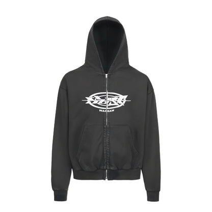 WARSAW Zip Hoodie Vintage Black