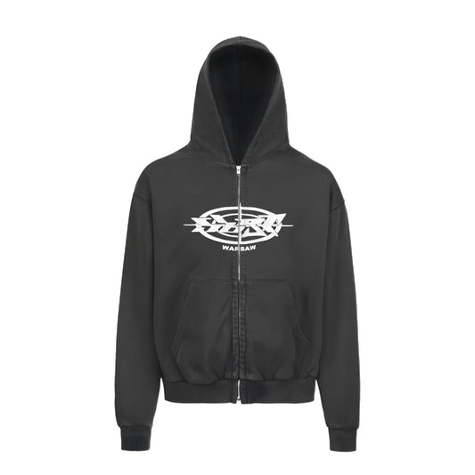 WARSAW Zip Hoodie Vintage Black