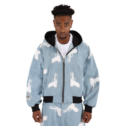 GLOCKS Full Zip Jacket Light Blue