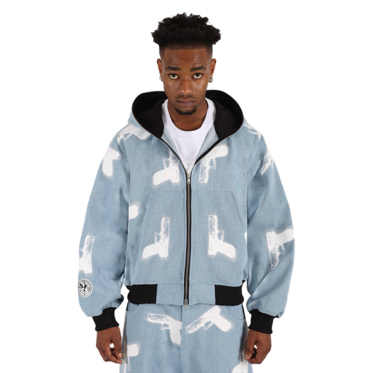 GLOCKS Full Zip Jacket Light Blue