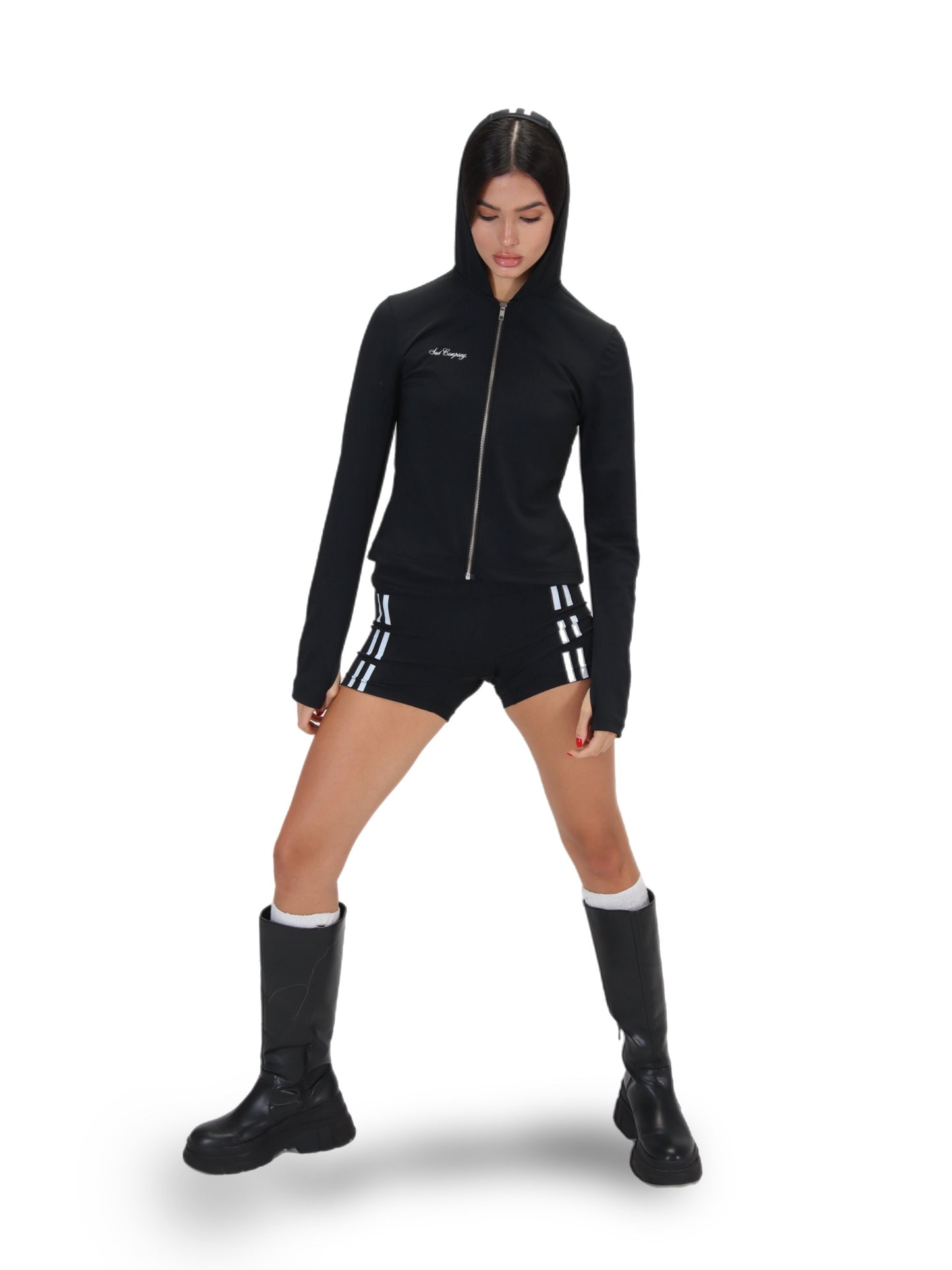 Way Suit (Slim Hoodie + Shorts) Black