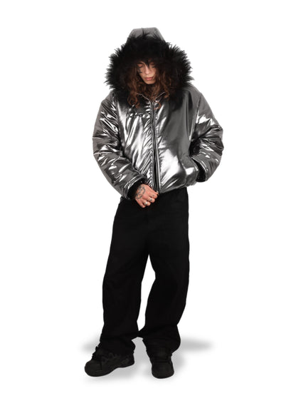 Chrome Puffer Jacket Silver