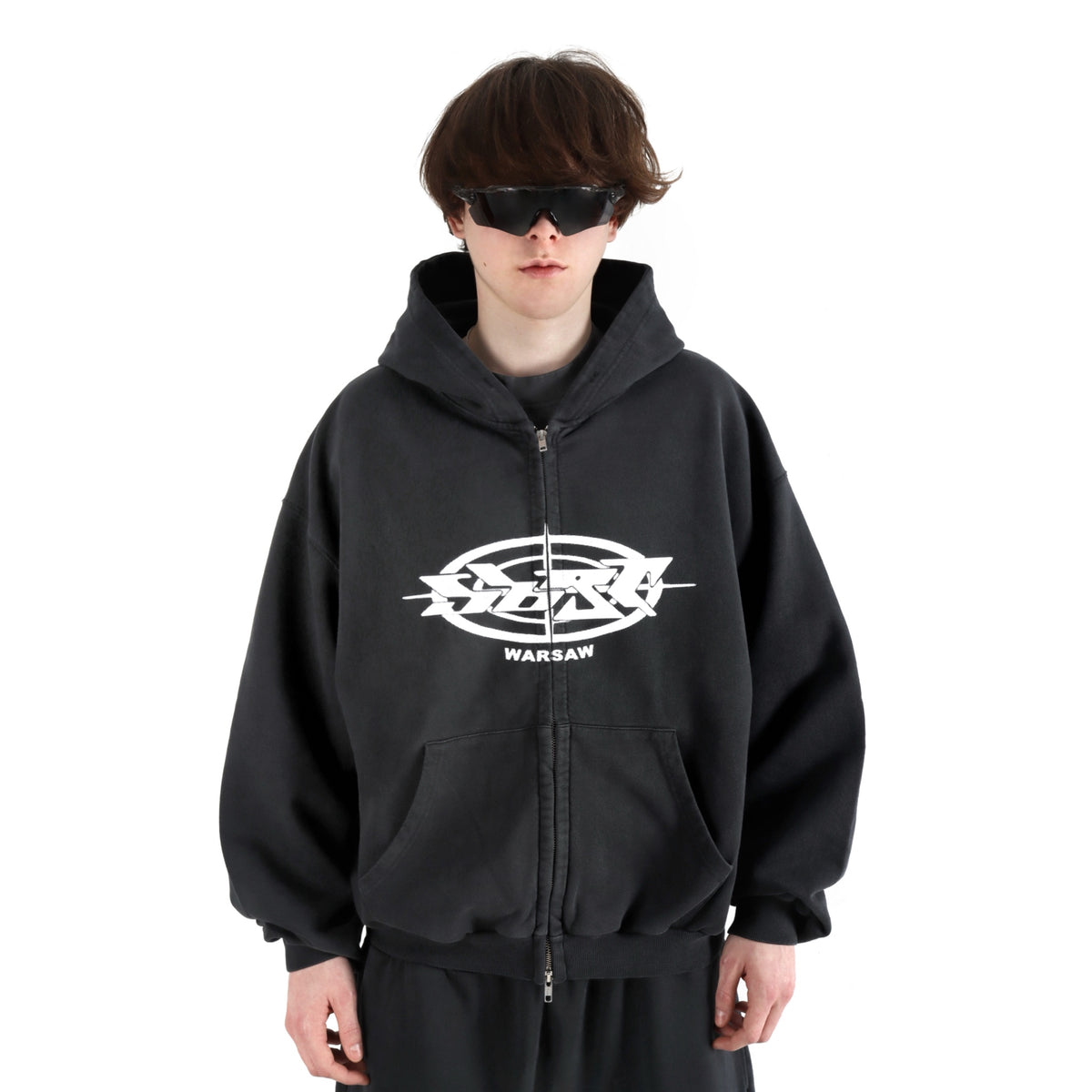 WARSAW Zip Hoodie Vintage Black