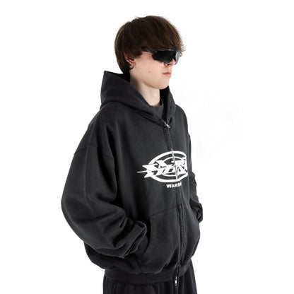 WARSAW Zip Hoodie Vintage Black