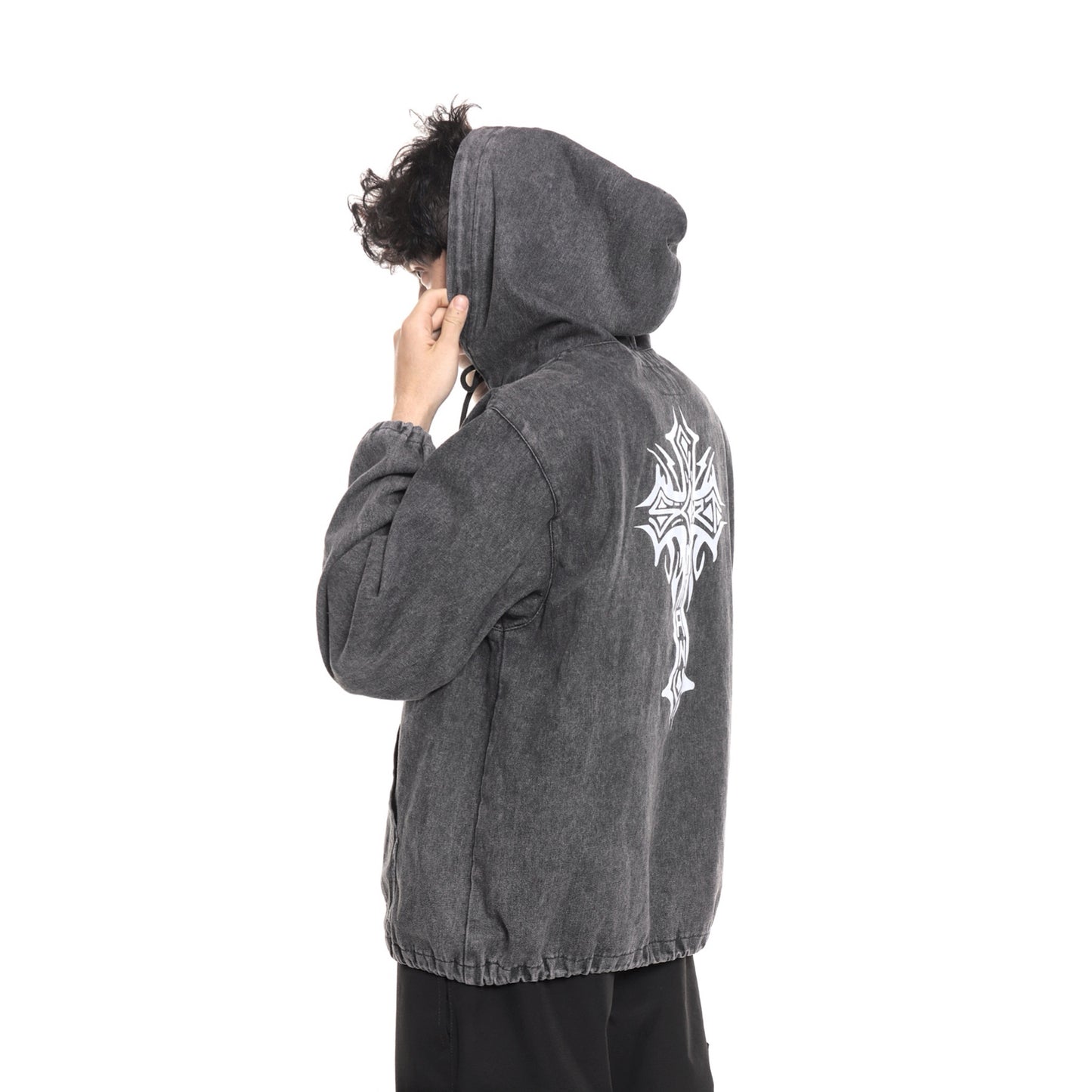 XCROSS T Washed Denim Hoodie Gray